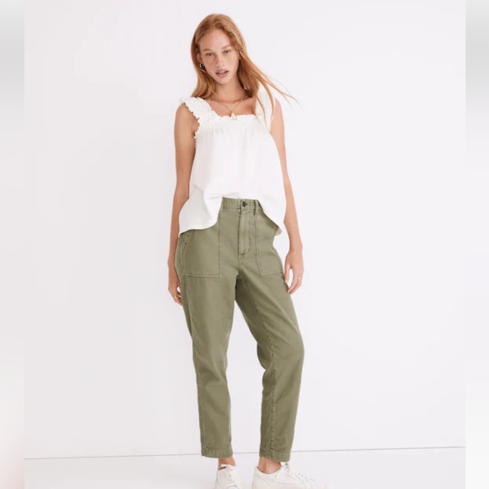 Madewell women’s Griff tapered fatigue cargo army green 24 cotton pants